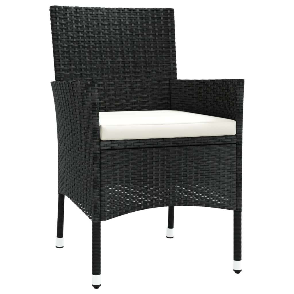 Sedie da giardino con cuscini 4 pz nere in polyrattan (solo UK/IE/FI/NO)