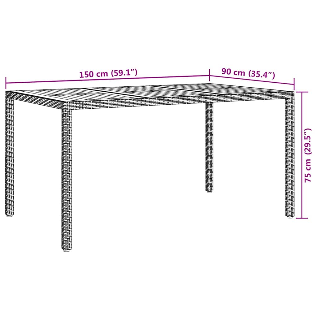 Tavolo da Giardino Grigio 150 x 90 x 75 cm polyrattan | homemem39