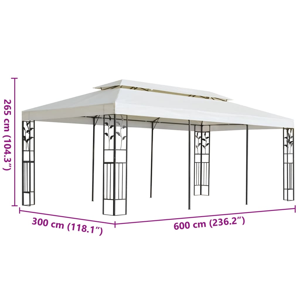 Gazebo con Tetto Doppio Bianco 6x3 m in Acciaio | homemem39