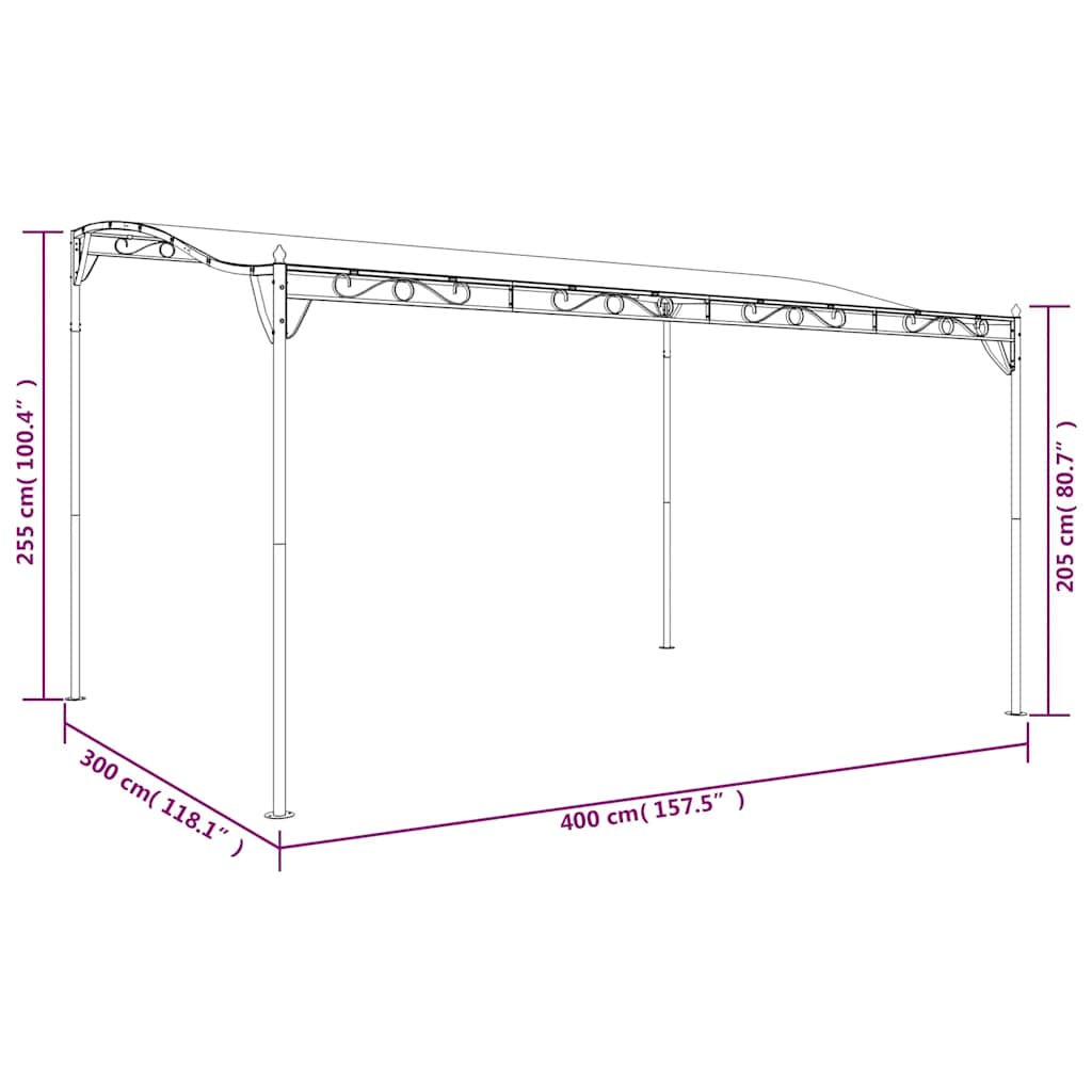 Tettoia Antracite 4x3 m 180 g/m² Tessuto e Acciaio | homemem39