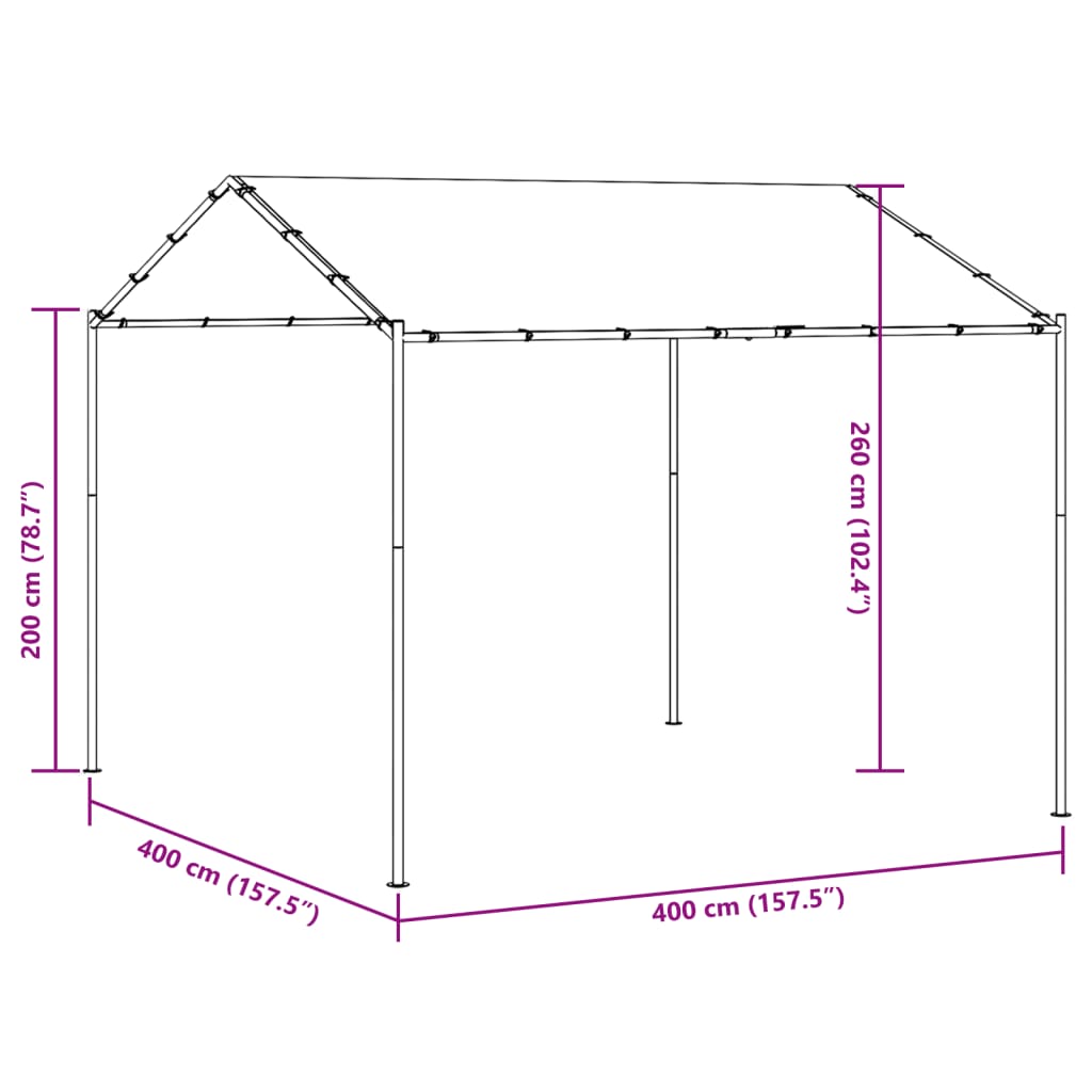 Tenda a Baldacchino Antracite 4x4 m in Acciaio e Tessuto | homemem39