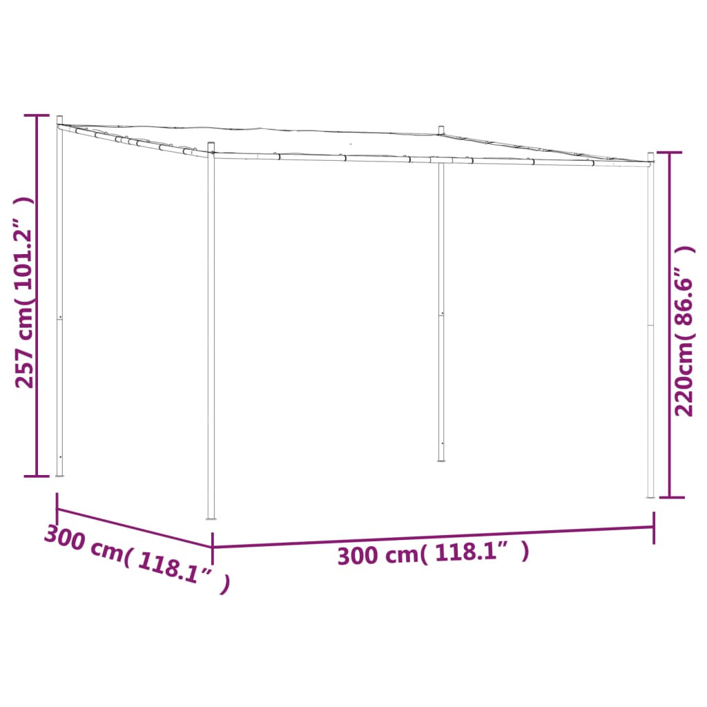 Gazebo Beige 3x3 m 180 g/m² Tessuto e Acciaio | homemem39