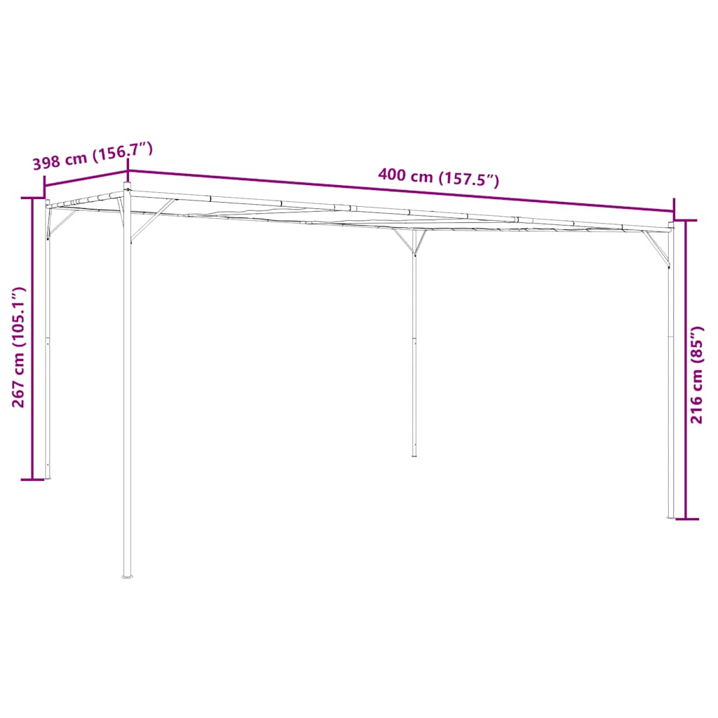 Gazebo Antracite 4x4 m 180 g/m² Tessuto e Acciaio | homemem39