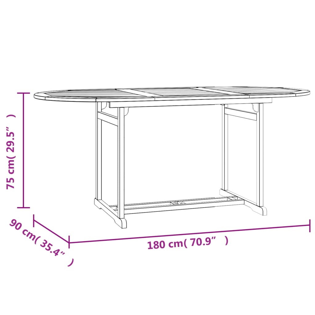 Set da Pranzo da Giardino 7 pz in Legno Massello di Teak | homemem39