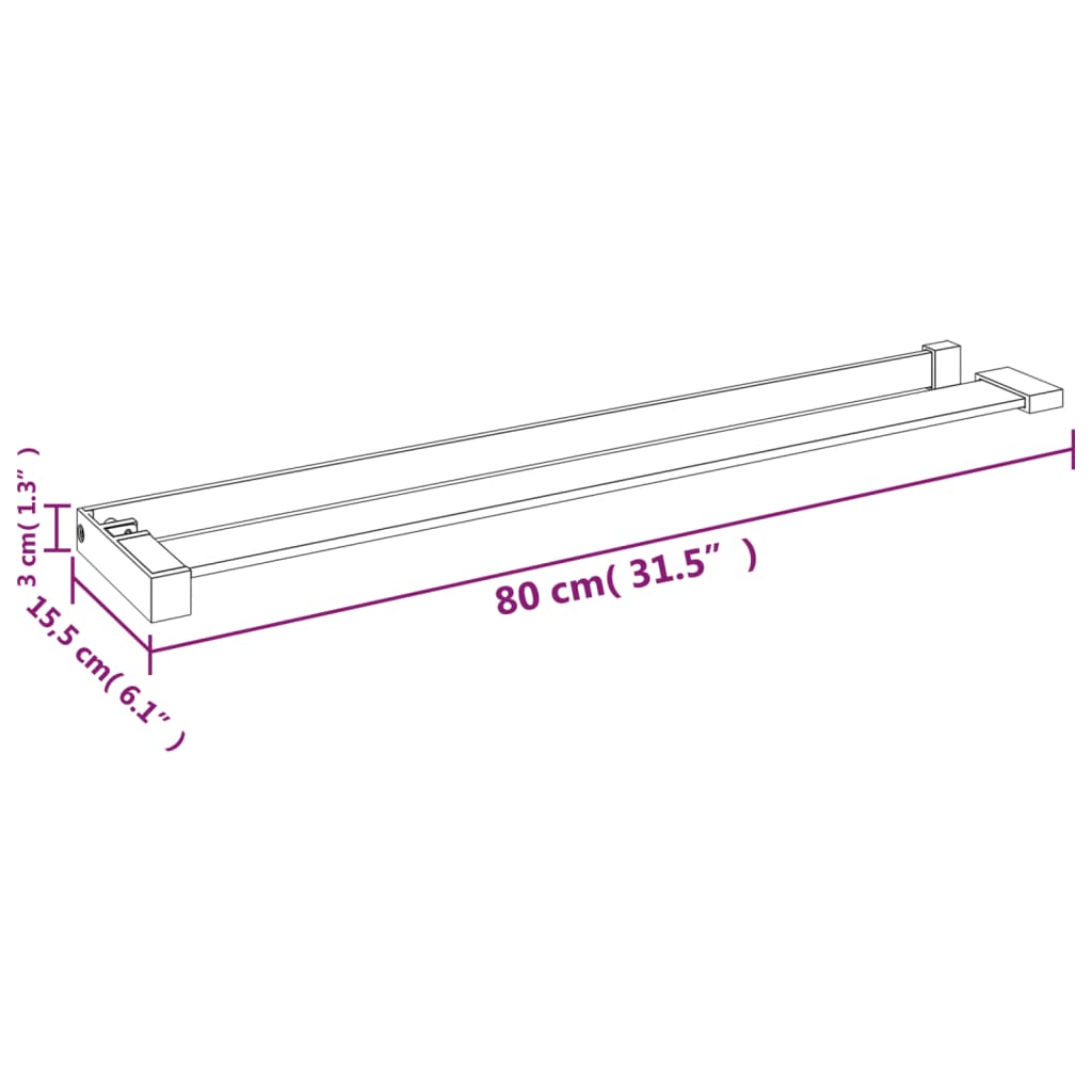 Mensola Doccia a Parete per Doccia Walk-in Nera 80 cm Alluminio - homemem39