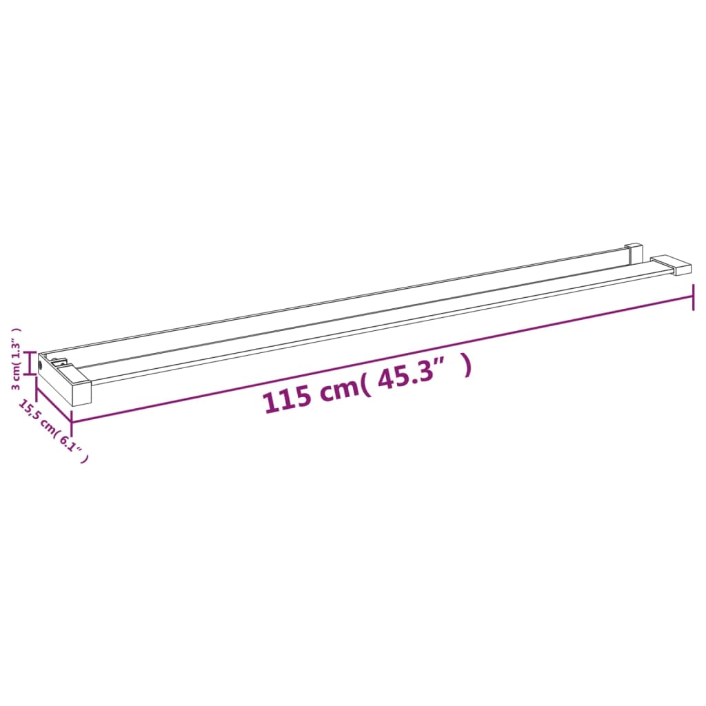 Mensola Doccia a Parete per Doccia Walk-in Nera 115cm Alluminio - homemem39