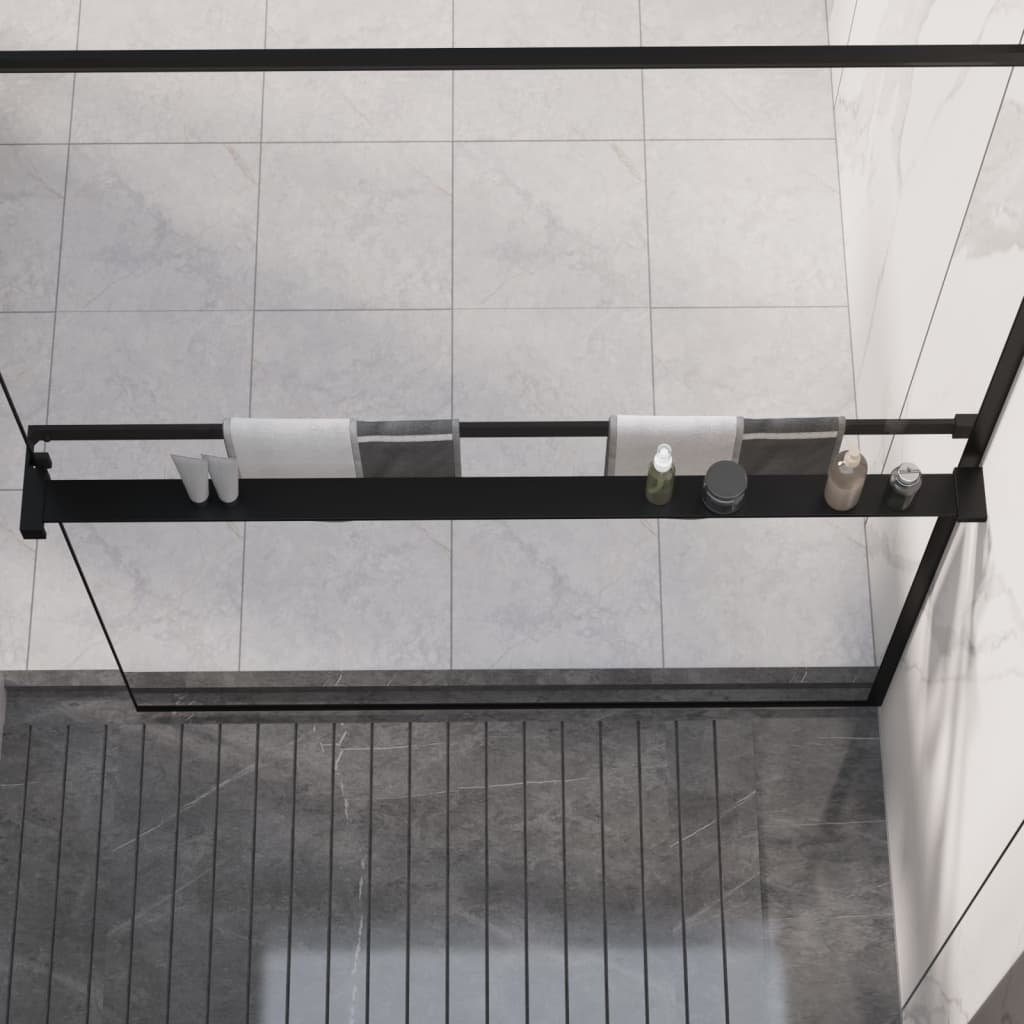 Mensola Doccia a Parete per Doccia Walk-in Nera 115cm Alluminio - homemem39