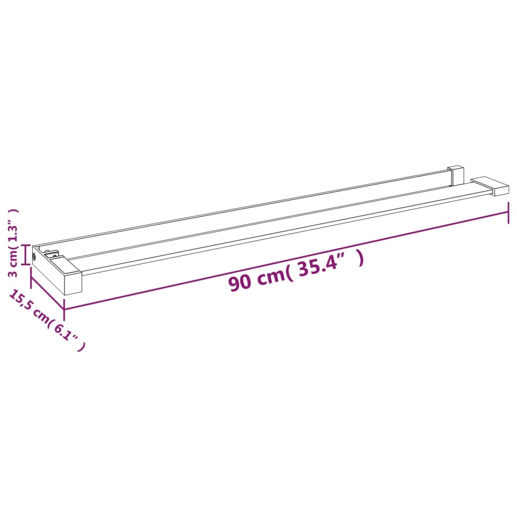 Mensola Doccia per Parete Doccia Walk-in Cromo 90 cm Alluminio - homemem39