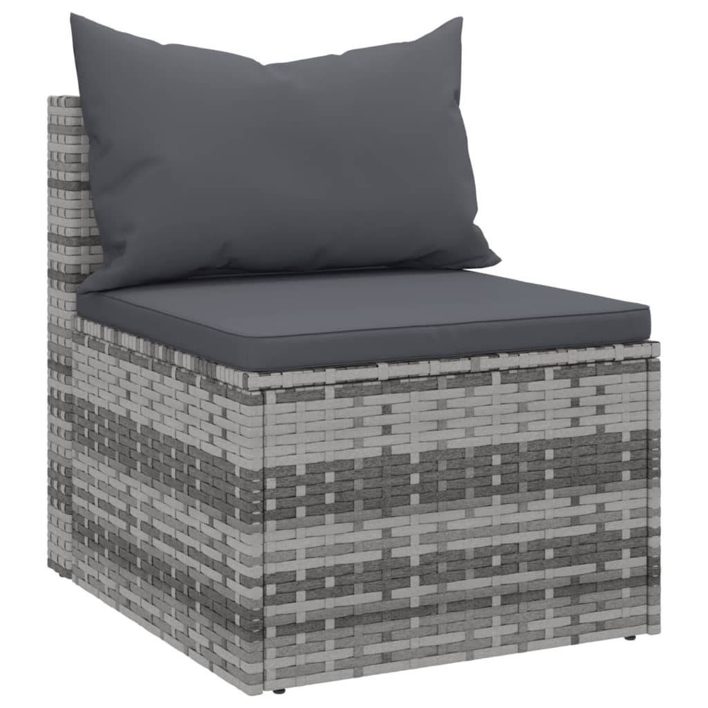 Divani Centrali da Giardino con Cuscini 2pz Polyrattan Grigio - homemem39
