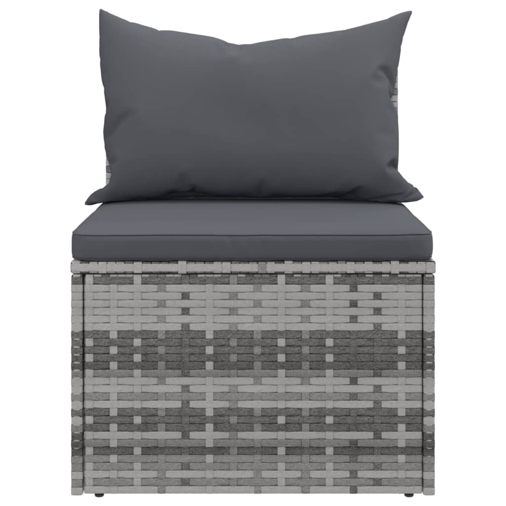 Divani Centrali da Giardino con Cuscini 2pz Polyrattan Grigio - homemem39