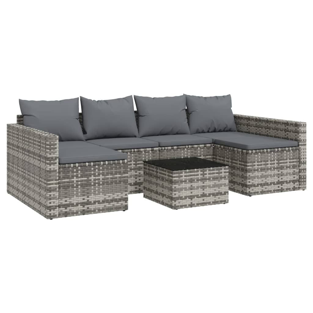 Set di Divani da Giardino 2 pz con Cuscini in Polyrattan Grigio