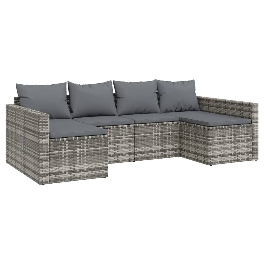 Set di Divani da Giardino 2 pz con Cuscini in Polyrattan Grigio