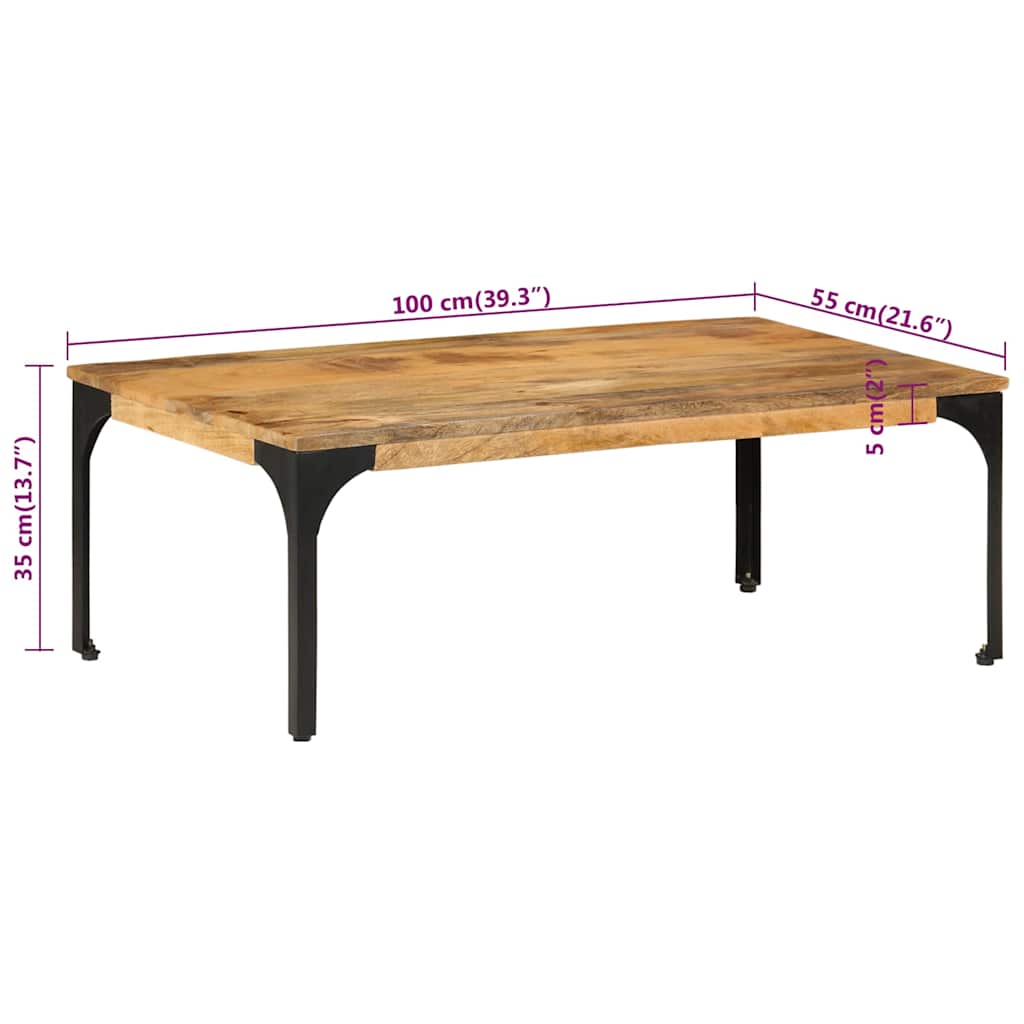 Tavolino da Salotto 100x55x35 cm in Legno Massello di Mango