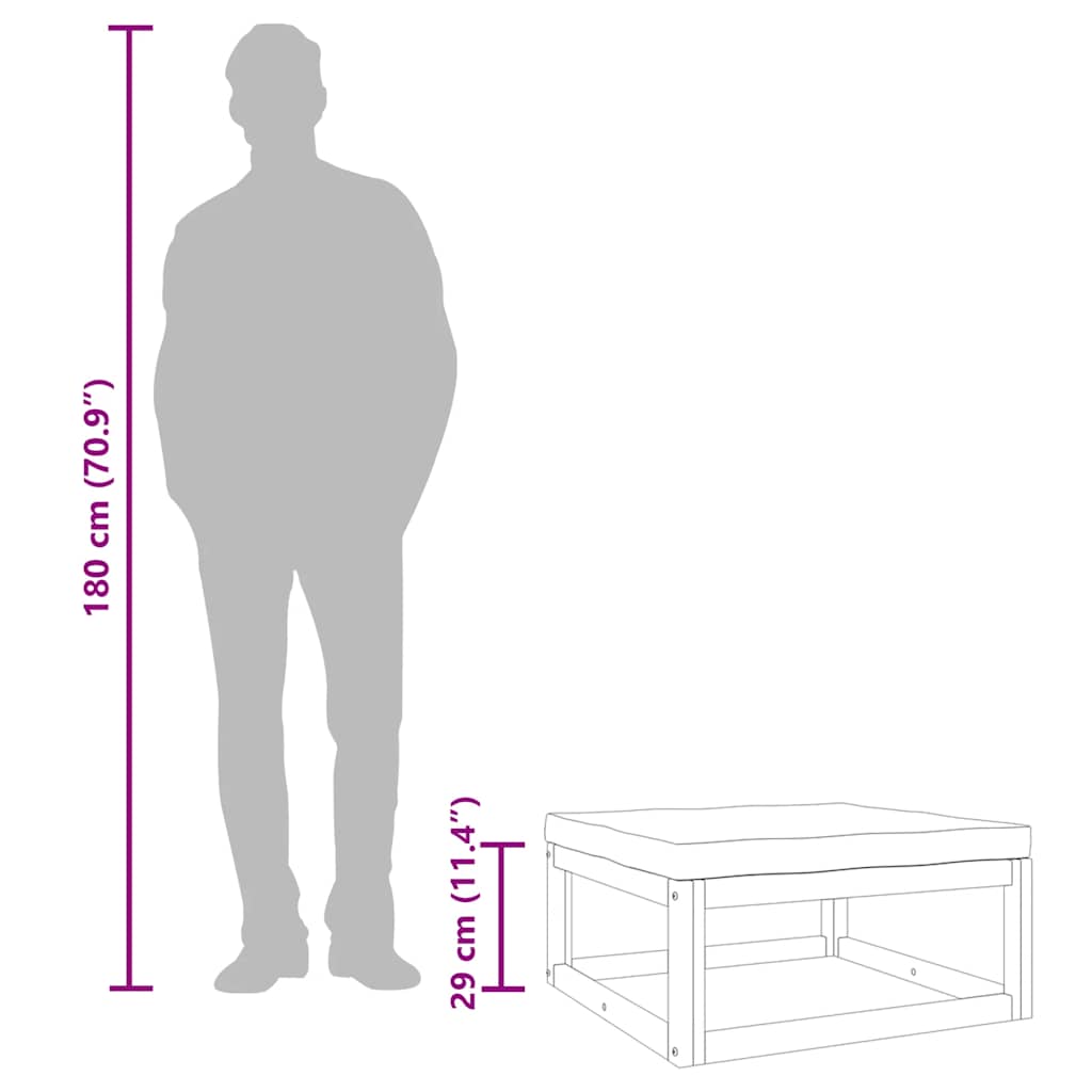 Poggiapiedi Giardino con Cuscino Grigio Chiaro Massello Acacia - homemem39
