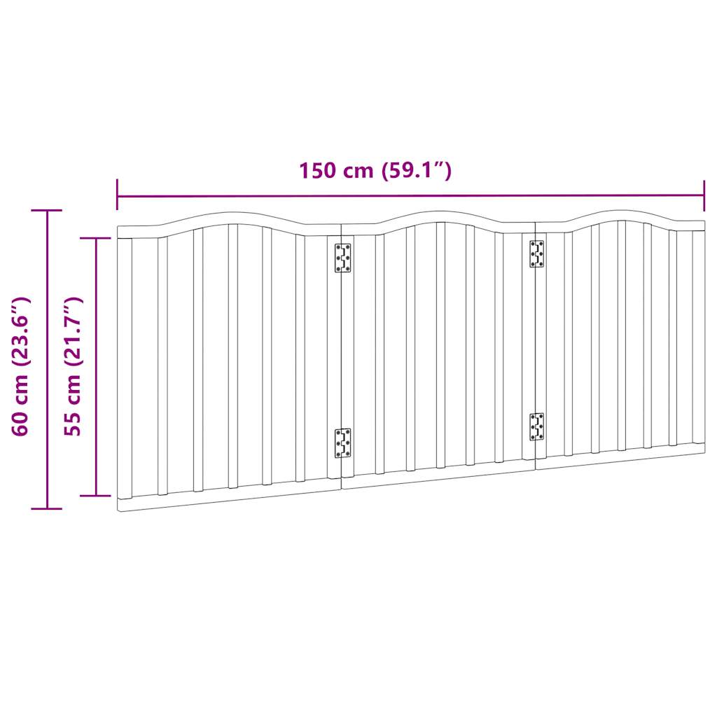 Cancello Cani Pieghevole 3 Pannelli Rovere Marrone 150cm Pioppo | homemem39