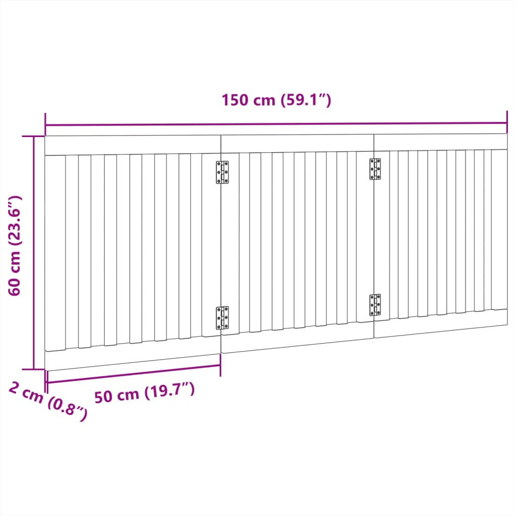 Cancelletto per cani pieghevole a 3 pannelli 150 cm in legno di pioppo | homemem39