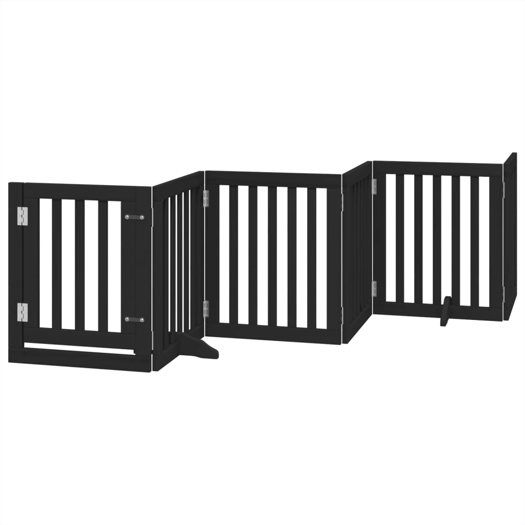 Cancello per Cani Porta Pieghevole Nero 6 Pannelli 300cm Pioppo