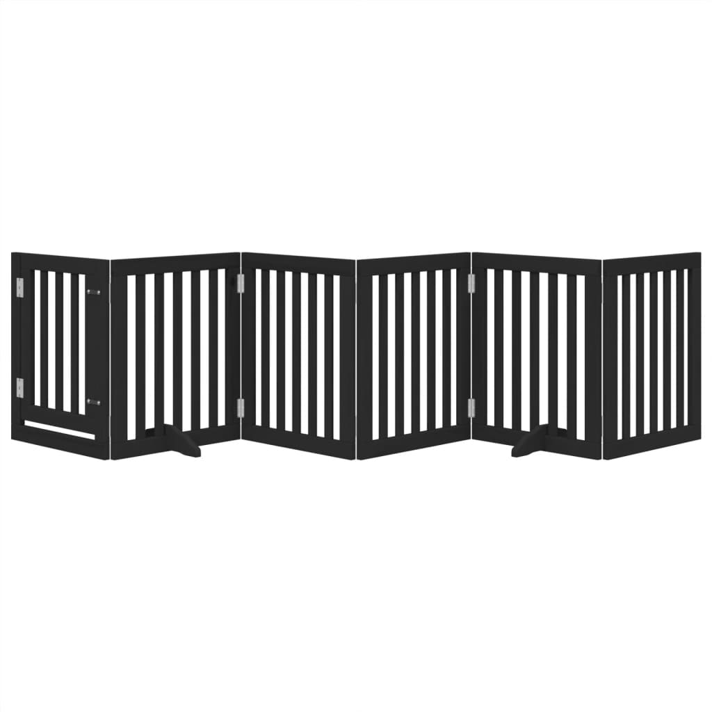 Cancello per Cani Porta Pieghevole Nero 6 Pannelli 300cm Pioppo