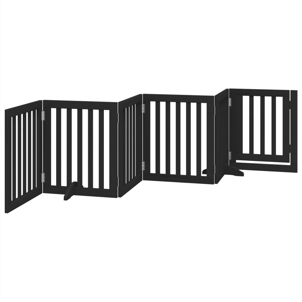 Cancello per Cani Porta Pieghevole Nero 6 Pannelli 300cm Pioppo