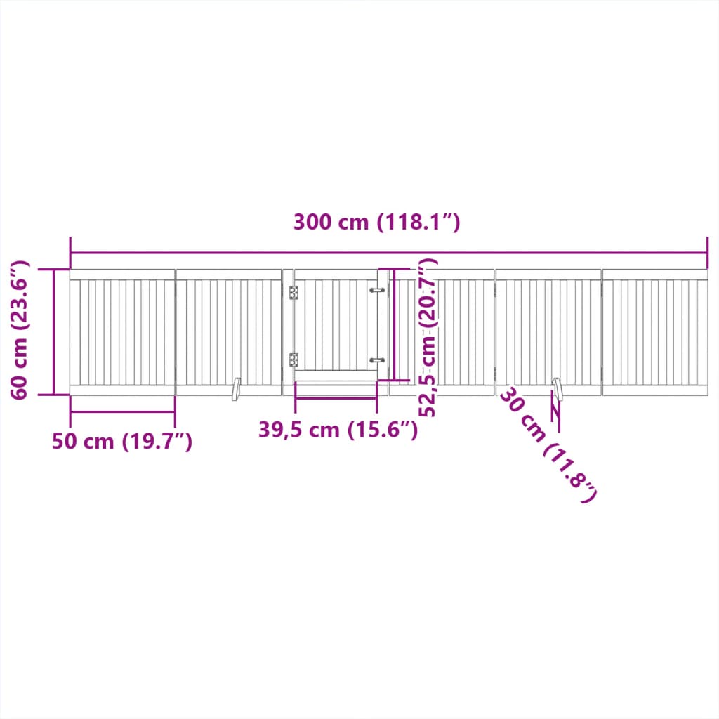 Cancello per Cani Porta Pieghevole Nero 6 Pannelli 300cm Pioppo