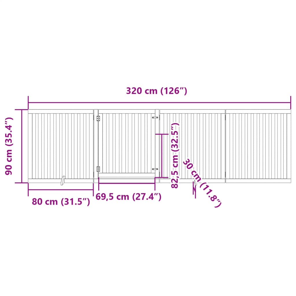 Cancello Cani Porta Pieghevole Marrone 4 Pannelli 320cm Pioppo | homemem39