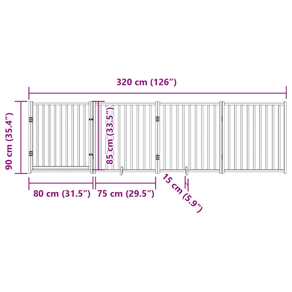 Cancello Cani Pieghevole Bianco 4 Pannelli 320cm Massello Abete | homemem39