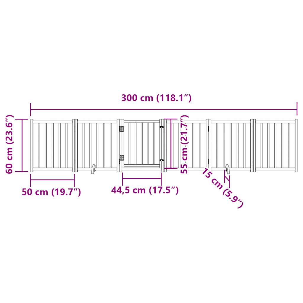 Cancello Cani Pieghevole Marrone 6Pannelli 300cm Massello Abete | homemem39