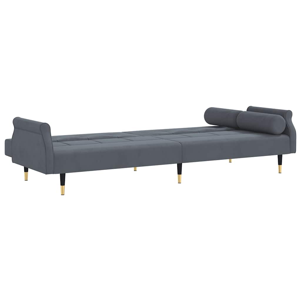 Divano Letto con Cuscini Grigio Scuro in Velluto - homemem39