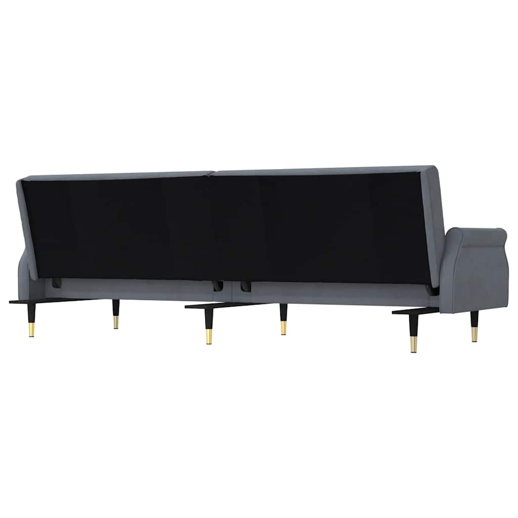 Divano Letto con Cuscini Grigio Scuro in Velluto - homemem39