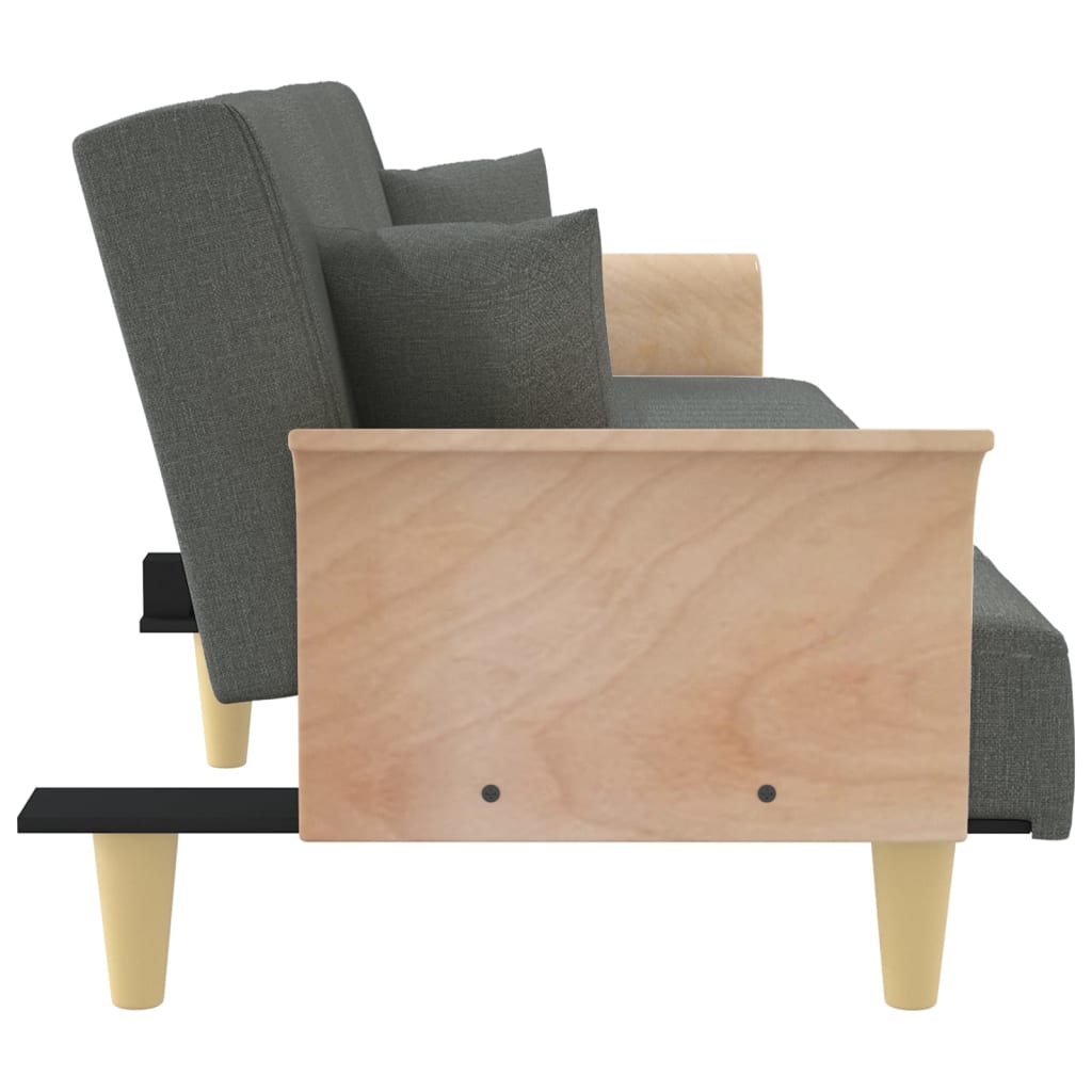Divano Letto con Braccioli Grigio Scuro in Tessuto - homemem39