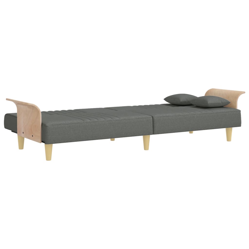 Divano Letto con Braccioli Grigio Scuro in Tessuto - homemem39