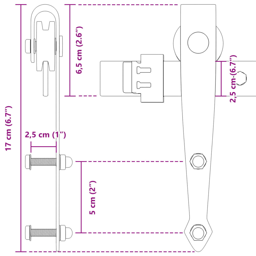 Kit Mini Anta Scorrevole Armadio in Acciaio al Carbonio 122 cm | homemem39