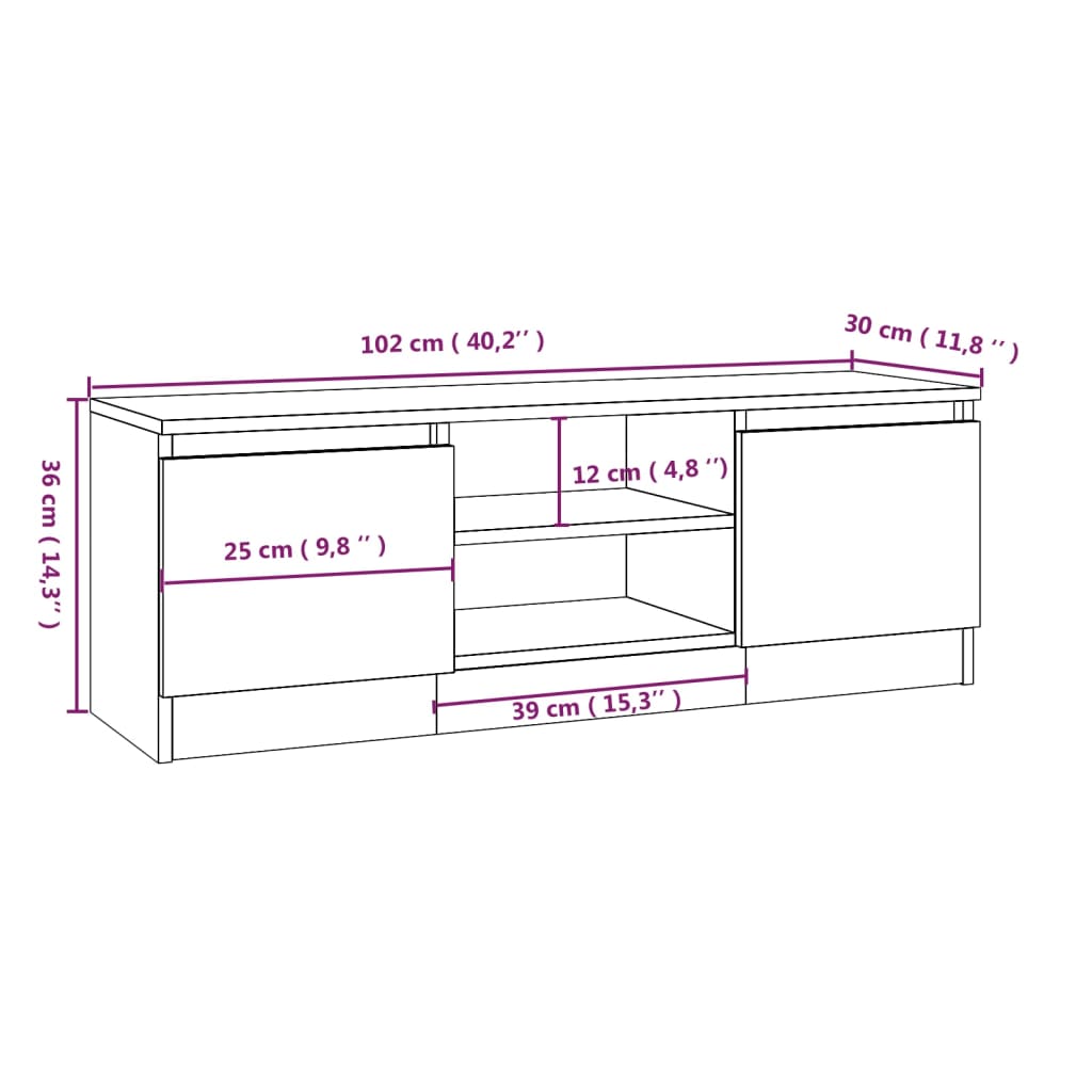Mobile Porta TV con Anta Rovere Sonoma 102x30x36 cm