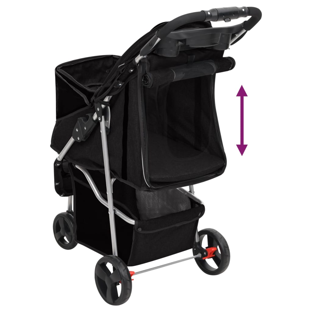 Passeggino per Cani Pieghevole Nero 80x46x98cm Tessuto Oxford - homemem39
