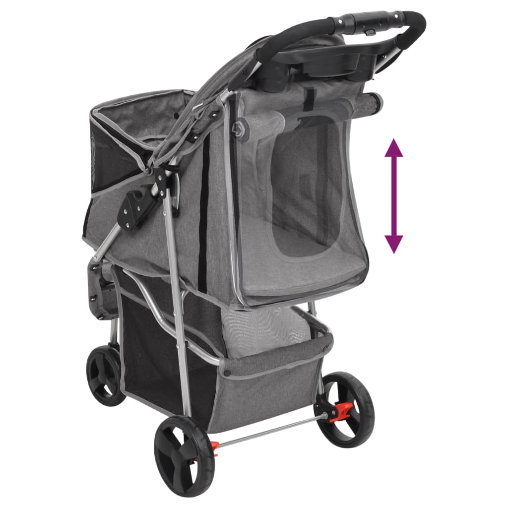 Passeggino per Cani Pieghevole Grigio 80x46x98cm Tessuto Oxford - homemem39