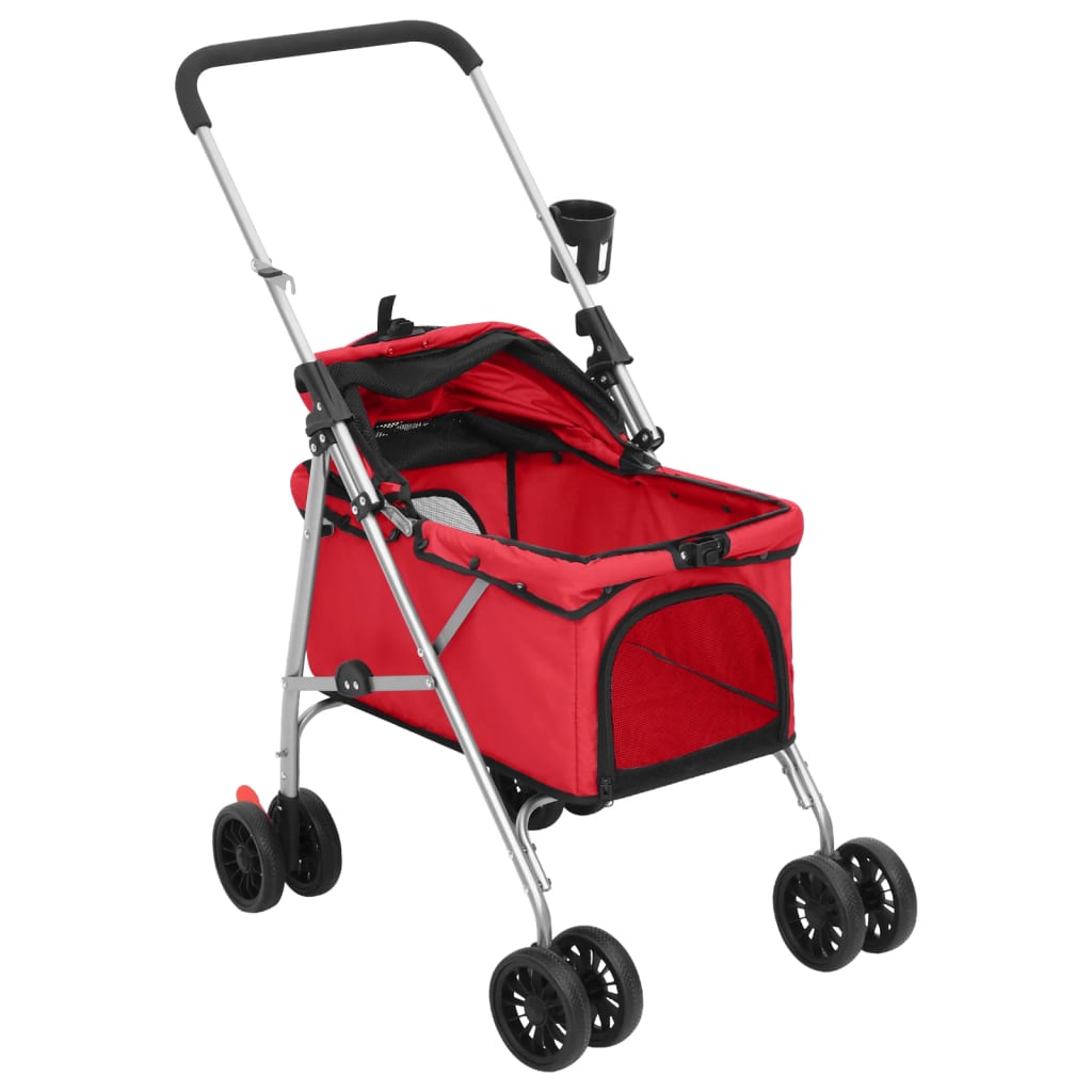 Passeggino per Cani Pieghevole Rosso 76x50x100cm Tessuto Oxford - homemem39