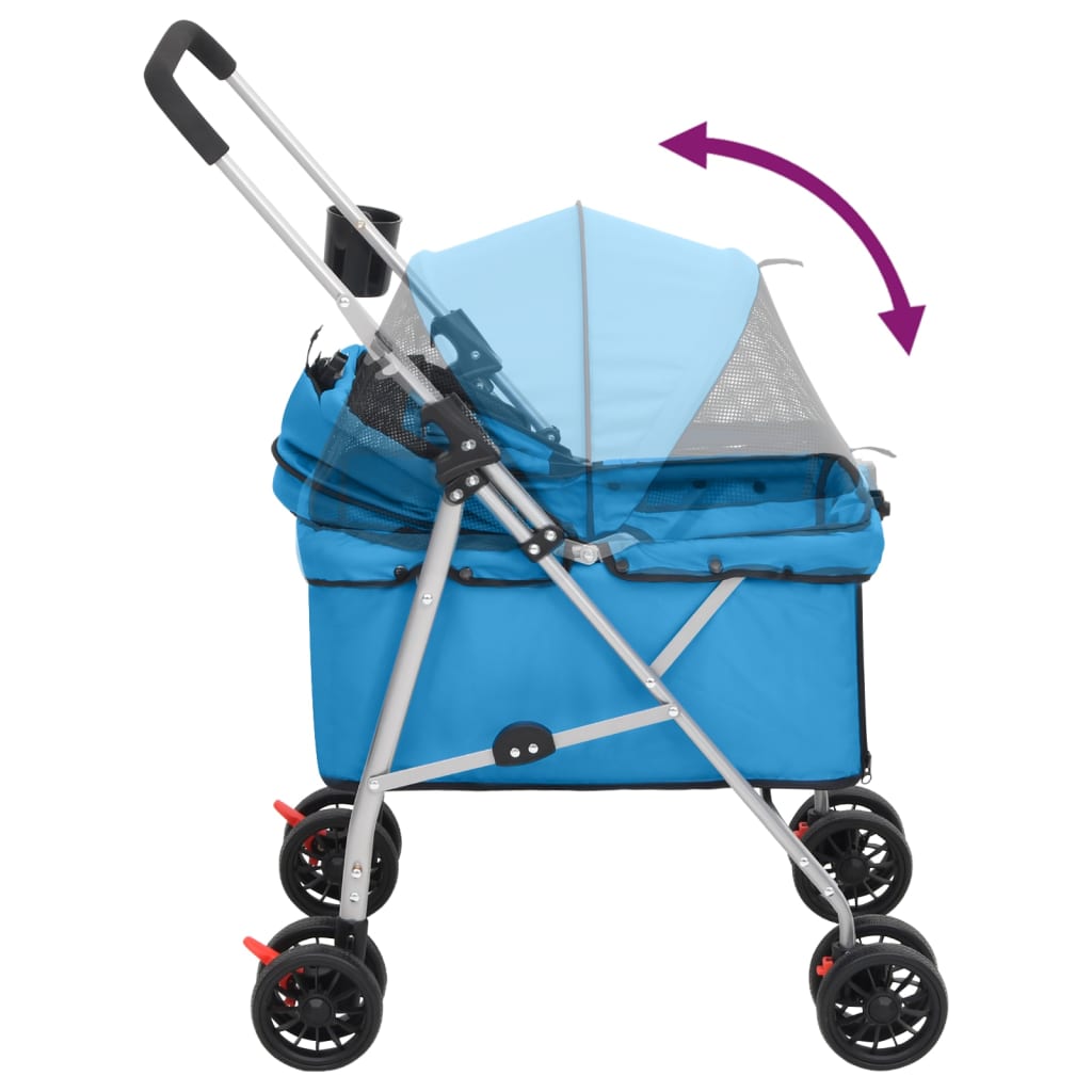 Passeggino per Cani Pieghevole Blu 76x50x100cm Tessuto Oxford - homemem39