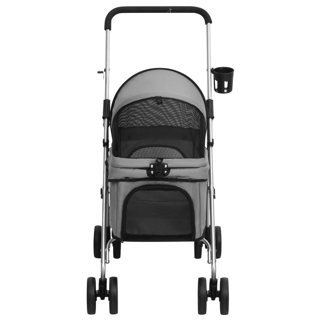 Passeggino Cani Pieghevole Grigio 76x50x100cm Tessuto Oxford - homemem39