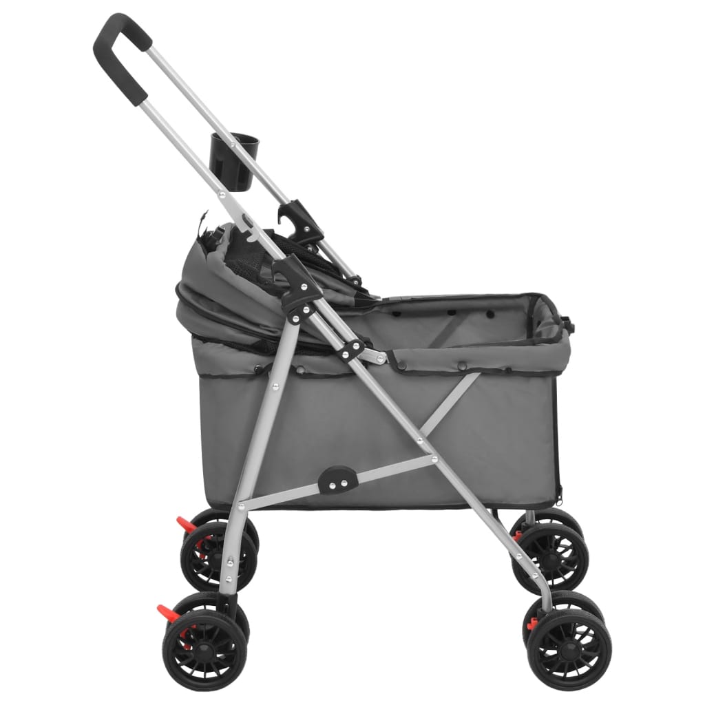 Passeggino Cani Pieghevole Grigio 76x50x100cm Tessuto Oxford - homemem39