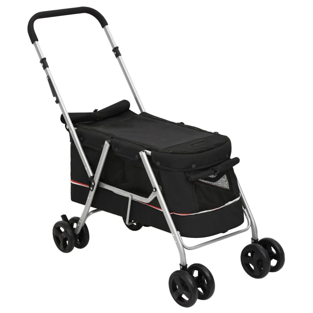 Passeggino per Cani Pieghevole Nero 100x49x96cm Tessuto di Lino - homemem39