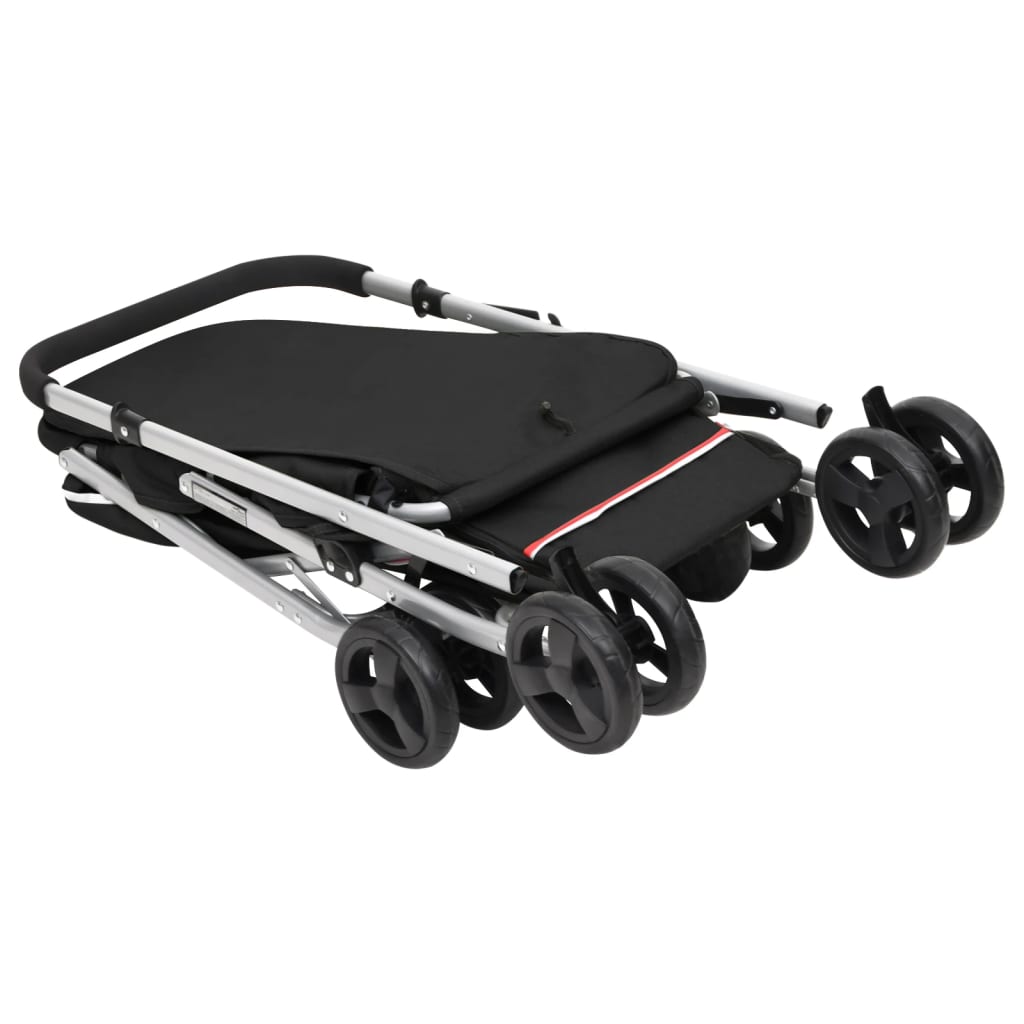 Passeggino per Cani Pieghevole Nero 100x49x96cm Tessuto di Lino - homemem39