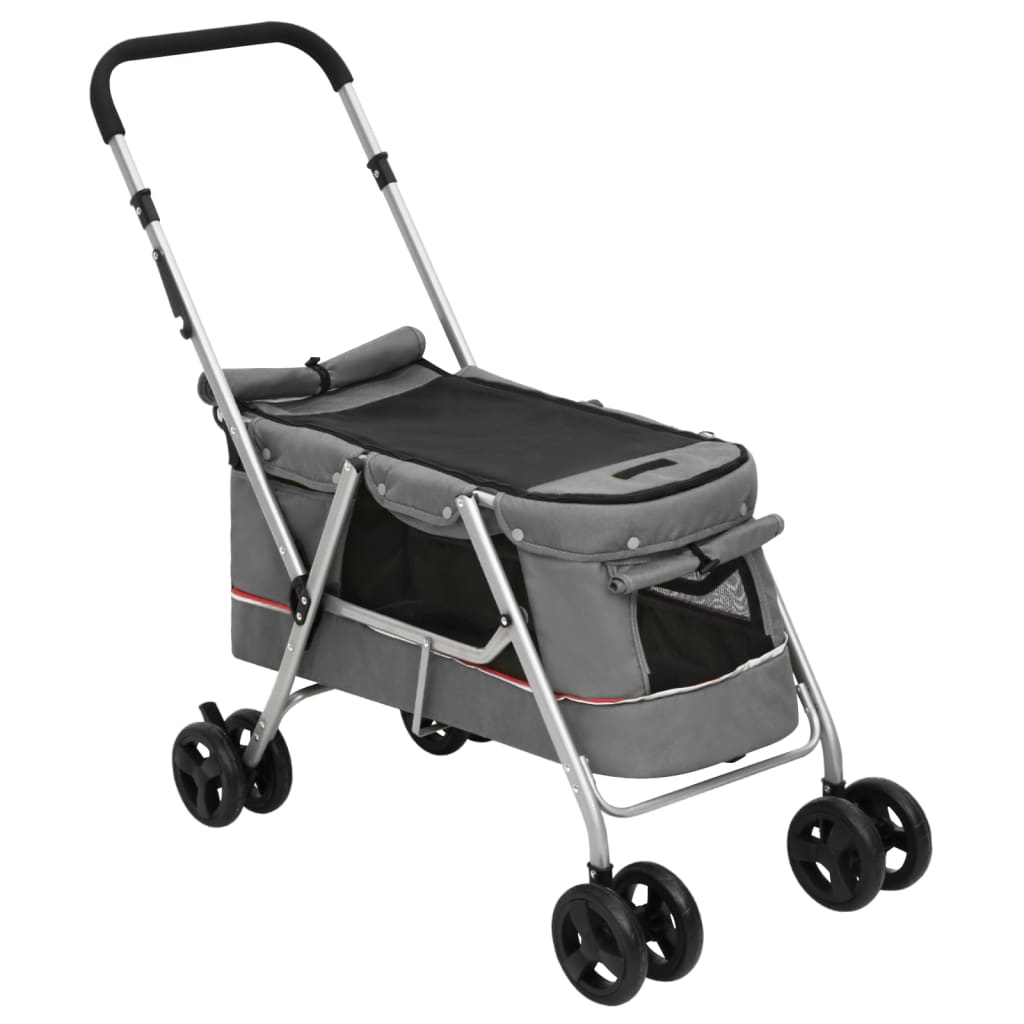 Passeggino Cani Pieghevole Grigio 100x49x96cm Tessuto di Lino - homemem39