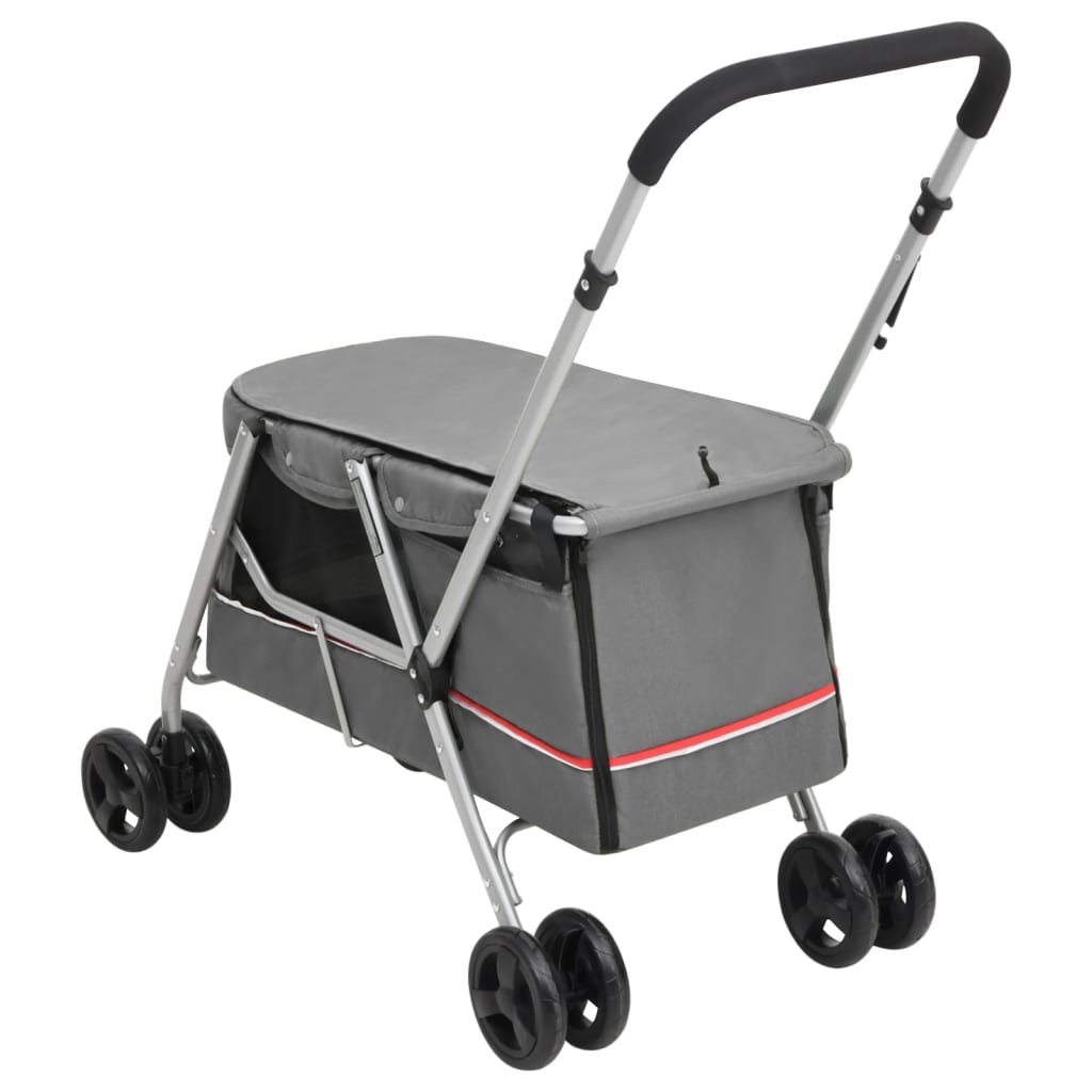 Passeggino Cani Pieghevole Grigio 100x49x96cm Tessuto di Lino - homemem39