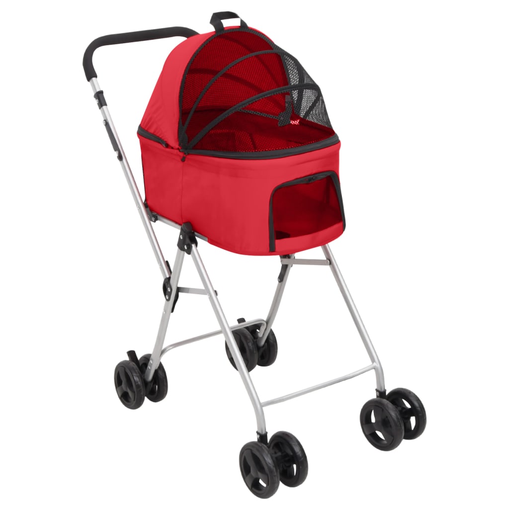 Passeggino Cani Pieghevole 2 Livelli Rosso 83x48x97cm Tessuto - homemem39