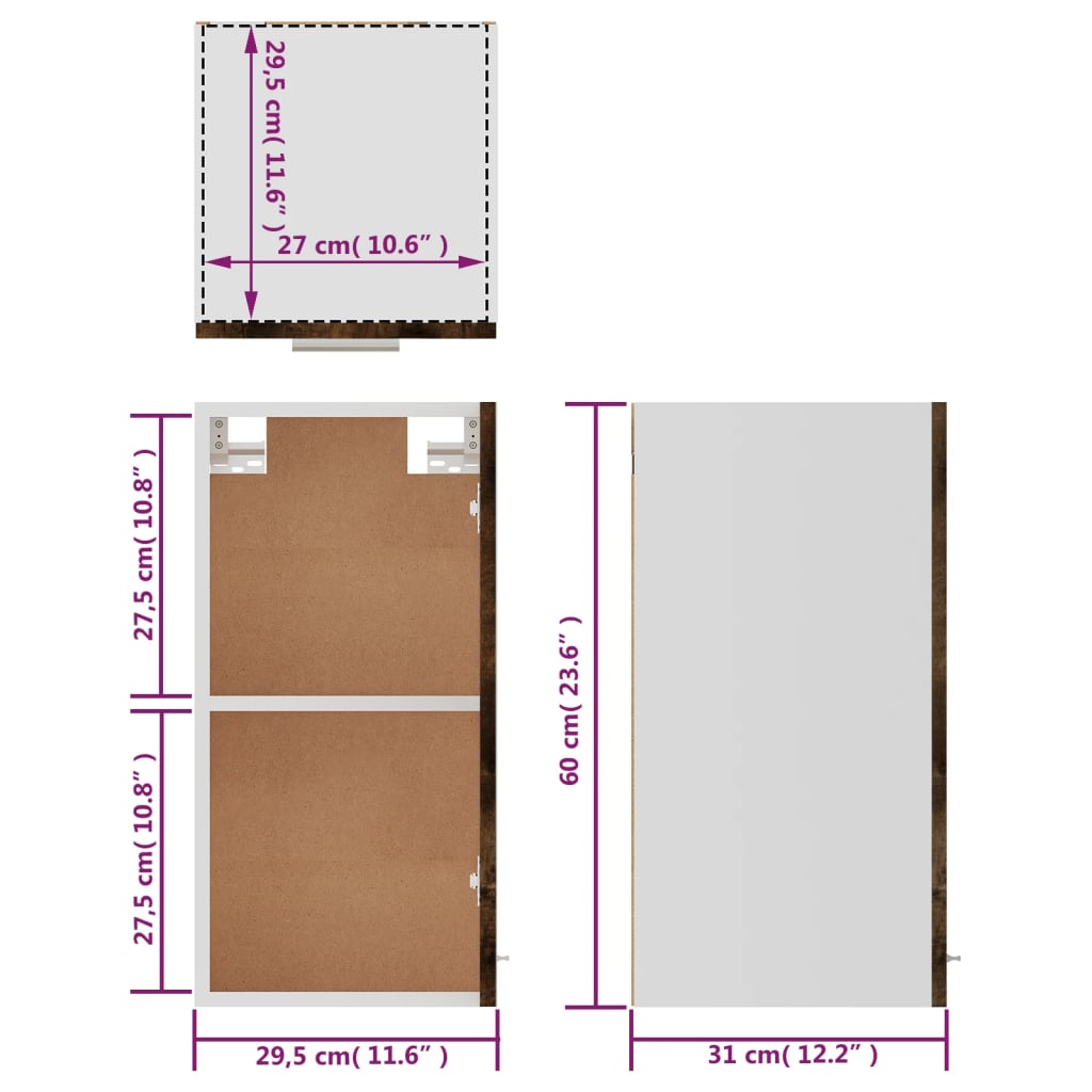 Mobile Pensile “Lyon” Rovere Fumo 29,5x31x60 cm | homemem39