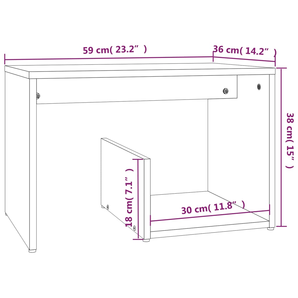 Tavolino Rovere Fumo 59x36x38 cm in Legno Multistrato | homemem39