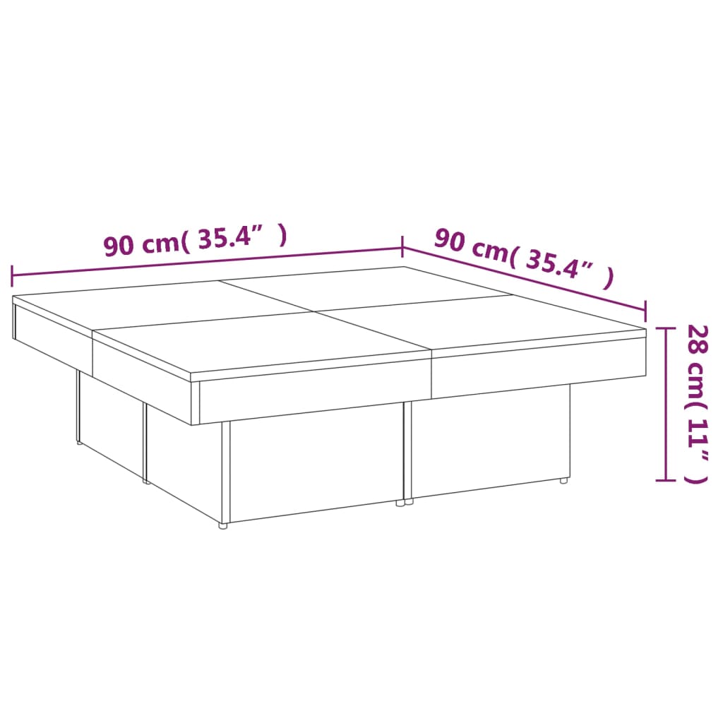 Tavolino da Salotto Grigio Sonoma 90x90x28 cm Legno Multistrato | homemem39