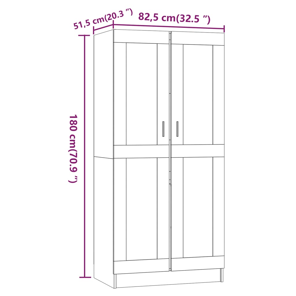 Armadio Rovere Fumo 82,5x51,5x180 cm in Legno Multistrato - homemem39