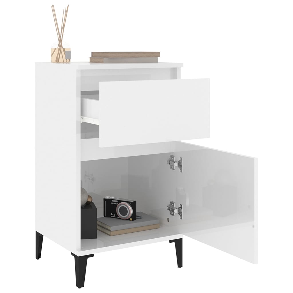 Comodini 2 pz Bianco Lucido 40x35x70 cm