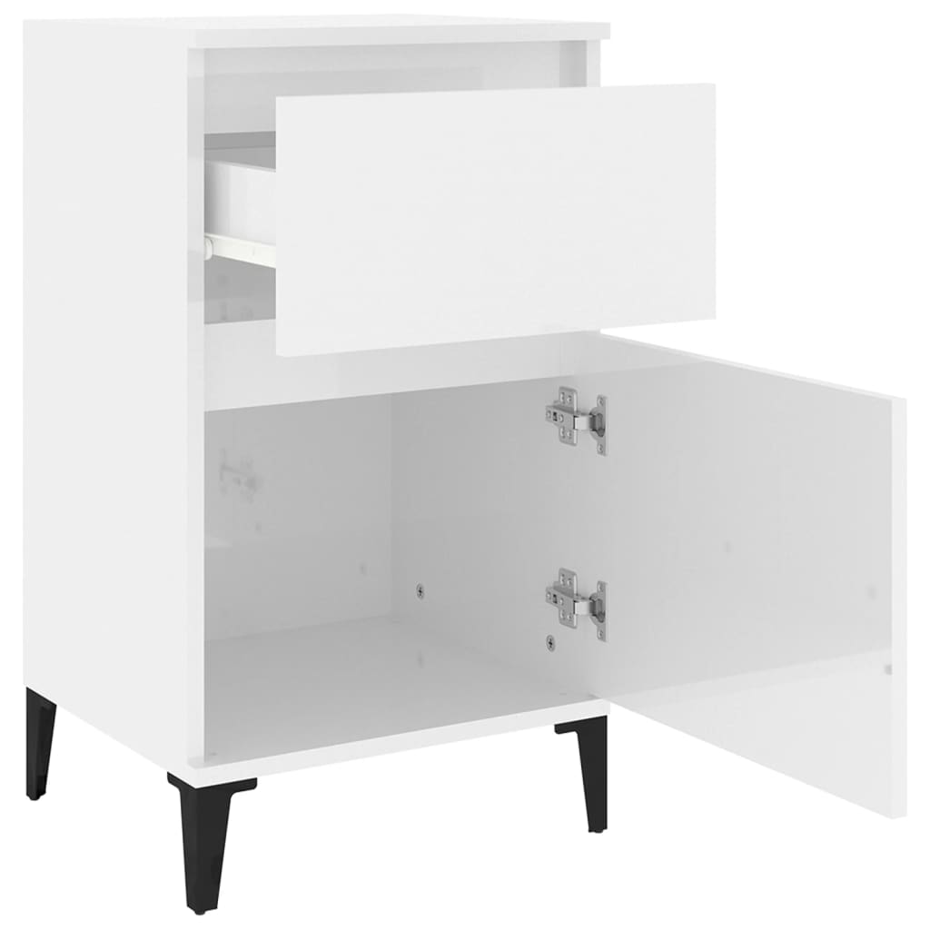 Comodini 2 pz Bianco Lucido 40x35x70 cm